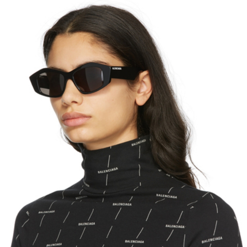 New Balenciaga Geometric Sunglasses Black Women's Eyewear Balenciaga Bb0106s 001